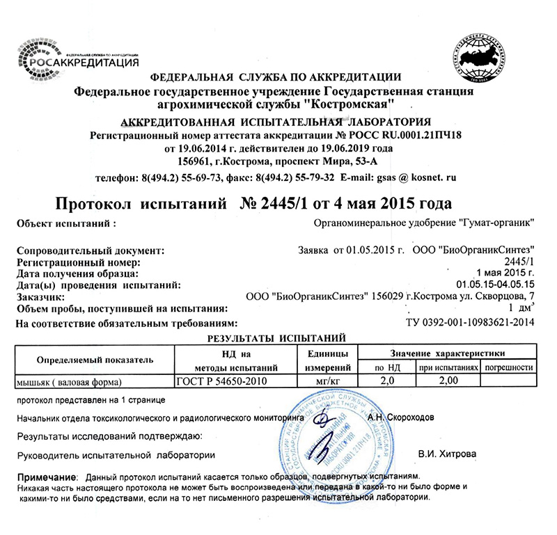 Протокол испытаний